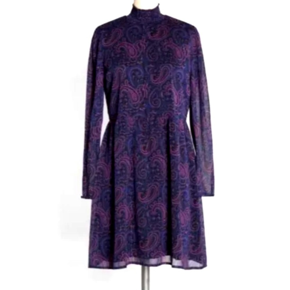 MODCLOTH Paisley Mock Neck Chiffon Dress Size XS